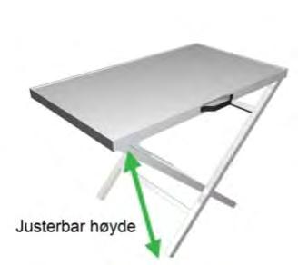 kryssfiner og stativet i aluminium. Bordet brukes blant annet som fiberkabelskjøtebord av Relacom AS.