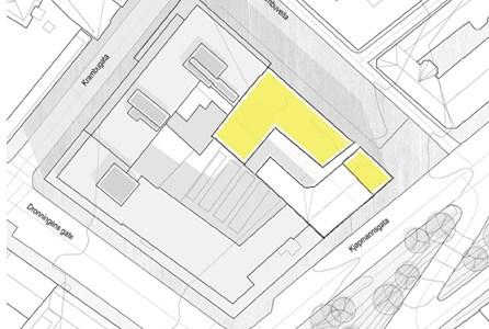 Planforslaget tillater et tilbygg til kjøpmannsgården og ny bebyggelse bak Kjøpmannsgata 36 er den siste intakte kjøpmannsgården i tre der bakgårdsbebyggelse er en integrert del av bygningsanlegget.