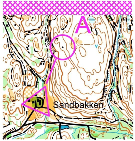 Oppgave 5 (2 p): Du skal gå fra Sandbakken til posten (steinen) som er