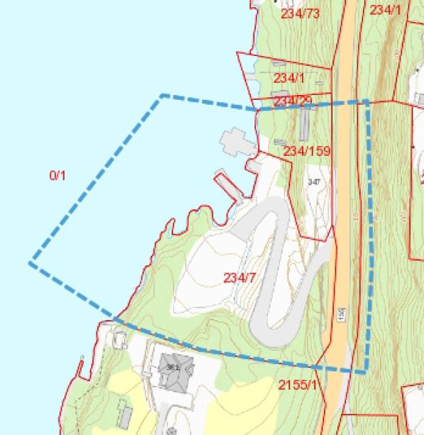 5 av 7 Foreslått plangrense Forslag til plangrense framgår av kartet til under. Planområdet omfatter hele 234/7, 234/159 og deler av 2155/1.