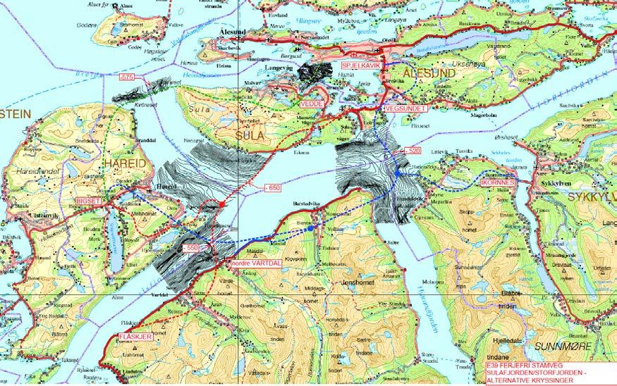 Vartdalsfjorden 9 Områder (kotelinjer i svart) hvor det