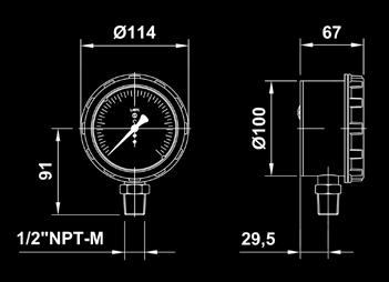 Type 10 Type 11 Type 30 Type 33 Bestillingskode SM Sikkerhetsmanometer 316 Måleelement og