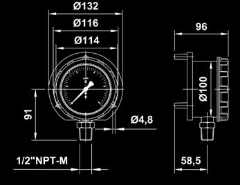 panelmontering, klemjernfeste, anslutning under senter bak Diameter 100 Husdiameter 100 mm