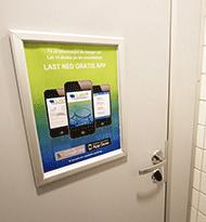 Reklame på toalettene På henholdsvis dame-/herretoalett finnes det reklameplasser for oppslag med