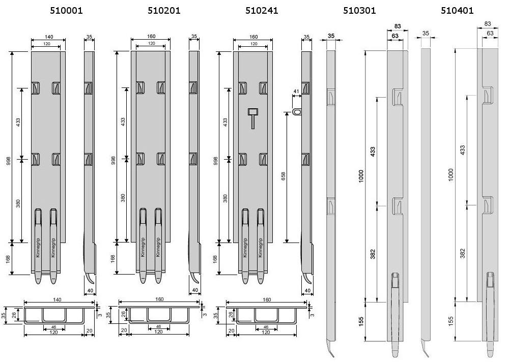 Type K5 1000 mm Type K5 1000 mm Material (no) Material korttekst Vekt (kg) Best.