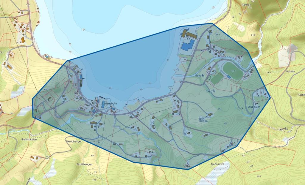 Kart: Fjærlia Vedlegg 1D Valsøybotn: Spredenett for