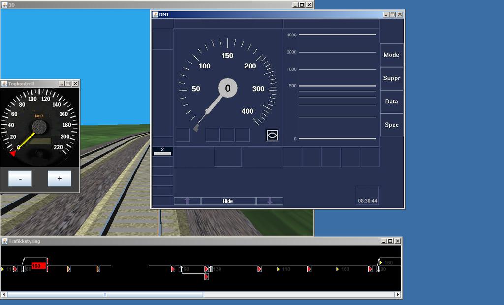 Hovedprosjekt HiO 2010 Brukermanual ERTMS Driver Interface Simulering 1.4 START AV PROGRAMMET Programmet startes med følgende kommando med utgangspunkt i ERTMSDIS-mappen: java classpath bin program.