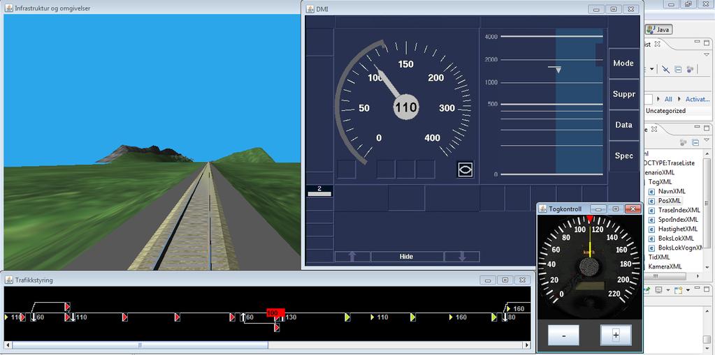 Hovedprosjekt HiO 2010 Brukermanual ERTMS Driver Interface Simulering I det hele toget har passert punktet for 130 km/t oppdateres CSG i DMI slik største tillatte hastighet nå er 130 km/t.