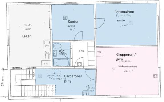 ) Lekeareal ute 2 000 m2 Barnehagens rom og funksjoner Figurene/plantegningene under illustrerer dagens arealbruk.