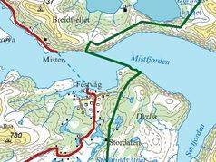 Utsnitt fra kart over Sjunkhatten nasjonalpark (MD, feb 2010). Terrengforholdene er som redegjort for slik at området ikke er egnet som utgangspunkt for turer mot nasjonalparken. 3.