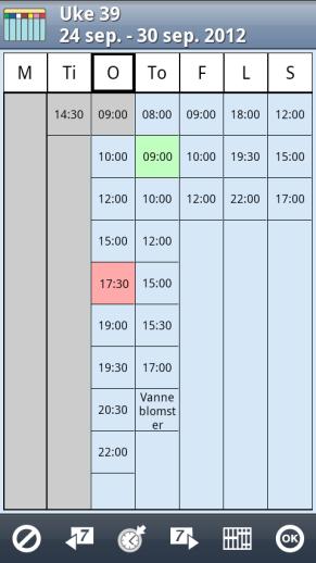 Når Antall dager i ukevisning er valgt til 5 dager vises mandag til fredag i ukevinduet, se vinduet til høyre. 13.11.