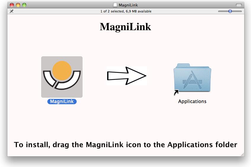 For å installere MagniLink-applikasjonen drar du MagniLink-ikonet til