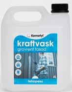 KRAFTVASK brukes til grovrengjøring av flater som skal males eller behandles. Fjerner fett, olje, sot og skitt fra hus, terrassedekke, garasje og kjellergulv, verksted og produksjonslokaler.
