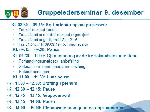 Formannskapet skal bestå av 19 representanter i overgangsperioden, der Sandefjord har 11, Stokke 5 og Andebu 3.