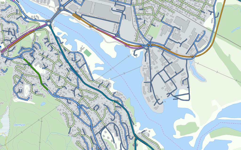 Planområdet er vist med svart strek. Figur 3 : Skiltet fartsgrense (Kilde : Nasjonal vegdatabank).