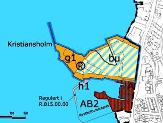 SAKSUTREDNING Planavgrensning Planområdet for områdereguleringsplanen er 295 daa stort inkludert sjøareal og har som hovedformål å fastsette arealbruk for utviklingen av Kristiansholm, trafikksystem