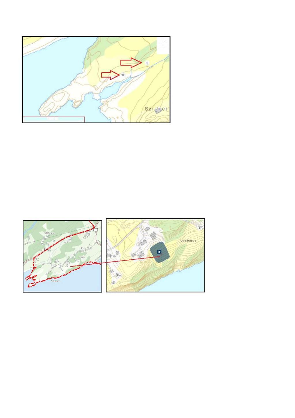 Fig. 39 Arter av stor forvaltningsinteresse i strandsoneområde < 100 meter Teknisk infrastruktur ved vassdrag: Luftlednings trase for høyspent, hvilke er fullt synlige i terrenget, som har sin