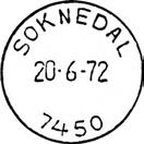 1929 SOKNEDAL Innsendt 16.05.1929 Registrert brukt 21-12-65 KjA Stempel nr. 8 Type: I22N Fra gravør 20.06.1972 SOKNEDAL Innsendt?
