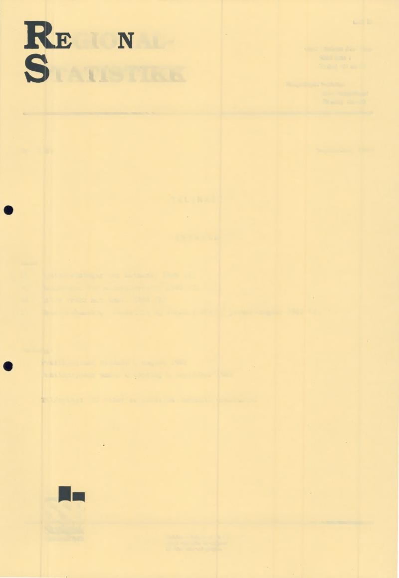 REGIONAL STATISTIKK Del D Oslo: Postboks 83 Dep. 0033 Oslo Tlf.
