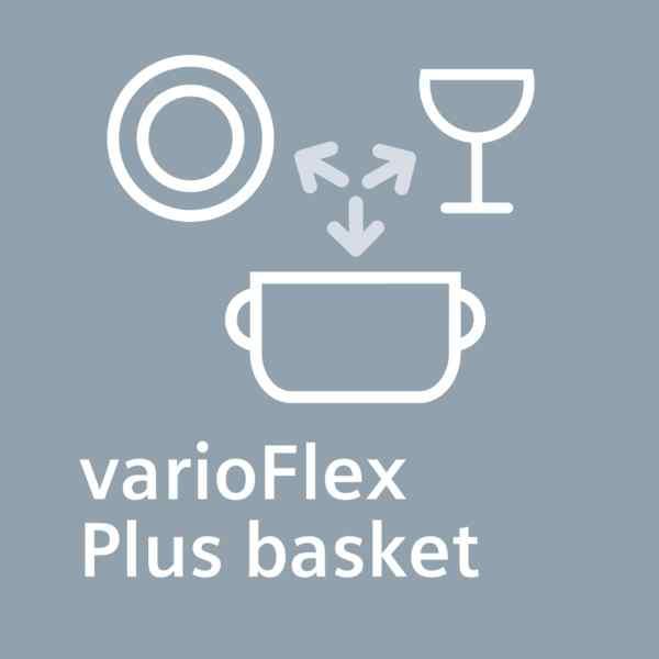 varioflex Plus underkurv med fleksible tallerkenstøtter.