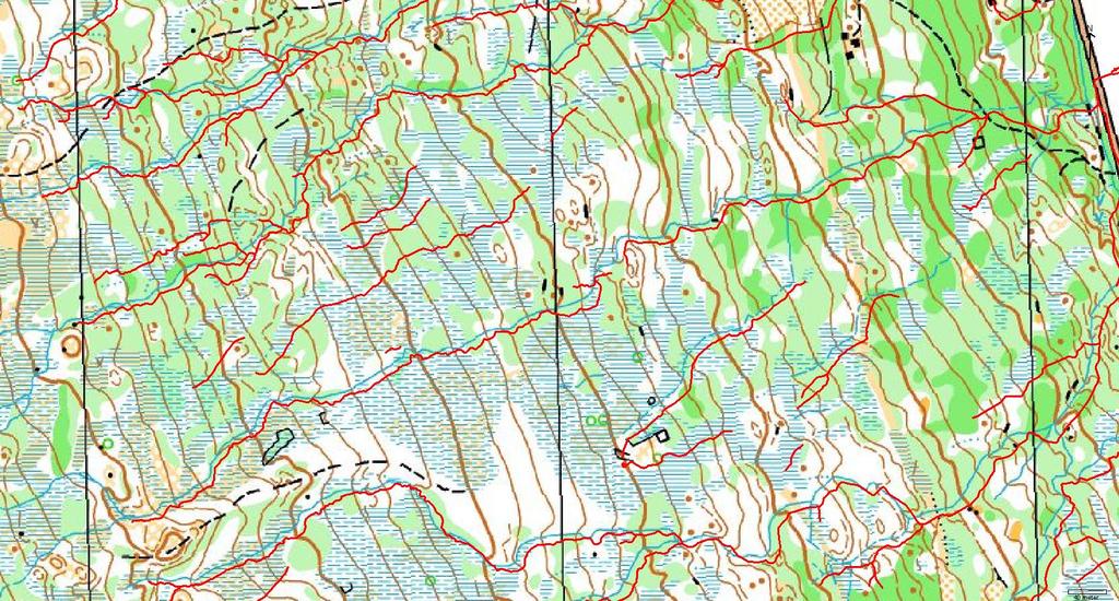 I det aktuelle området finnes det o-kart og konstruerte vanndata er sammenlignet med o-kartet.