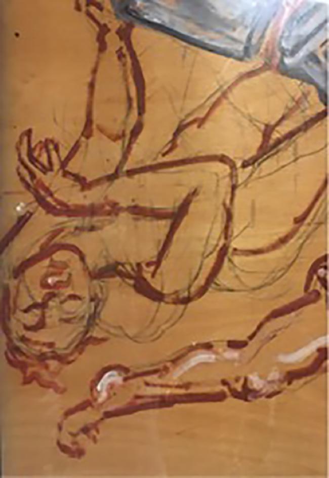 Hos den spanske maleren Dali ser du godt at det først er brukt blyant til å skissere.