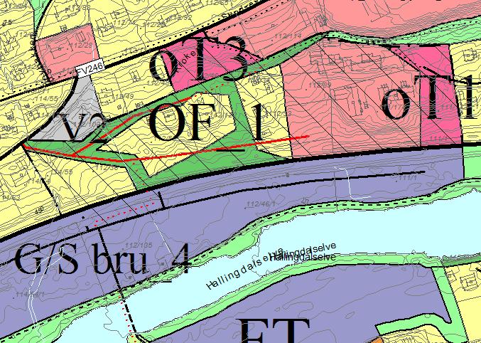 Området ot1 er teke med i området. Figur 30 Planframlegg 1.
