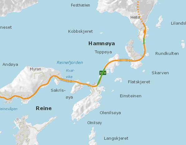 Navn : Haukelifjell Stedlig beredskap : Ja Terskelverdi : Tilleggsinformasjon : Veg utsatt for bølger E10 i Lofoten har flere bruer som er utsatt for vind og bølger.