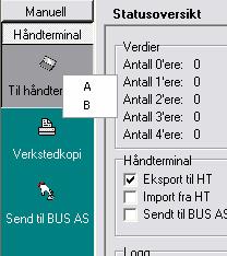 Oversending av kontroller til håndterminalen gjør du ved å trykke på Til håndterminal (se skjermbilde nedenfor).