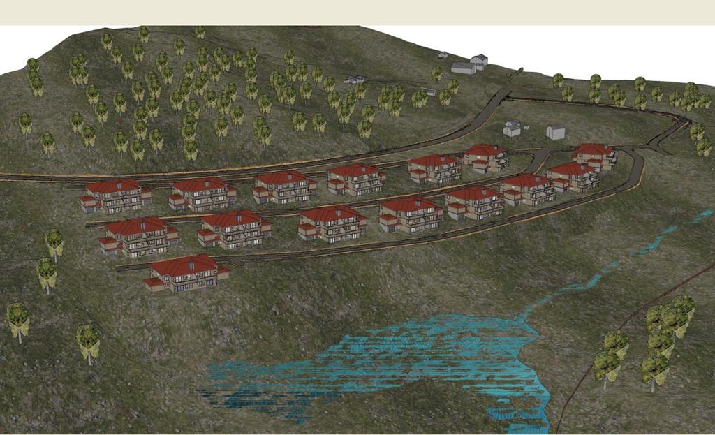 planforslaget. Byggene har inngang fra terreng til 1. etasje (underetasje) og fra terreng til 2. etasje. Leilighetene i 3.