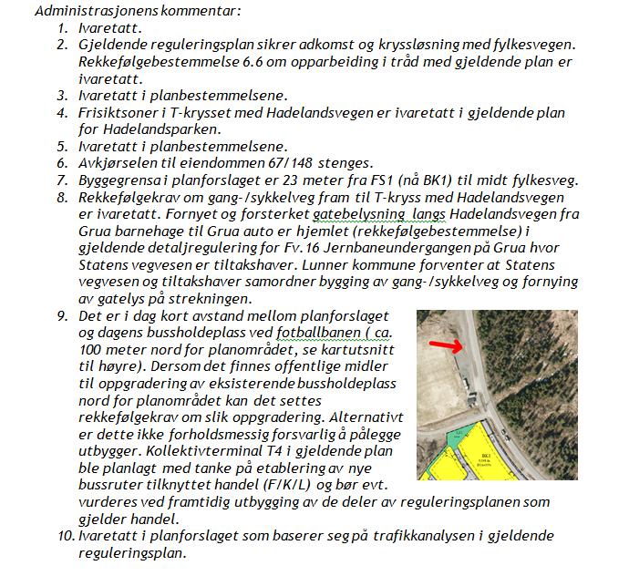 4.1.2 Fra Oppland fylkeskommune datert 9.1.2017 Hensikten med planforslaget er å endre formål på tre delområder i gjeldende reguleringsplan, FS1 og FS2 som endres fra frittliggende småhusbebyggelse