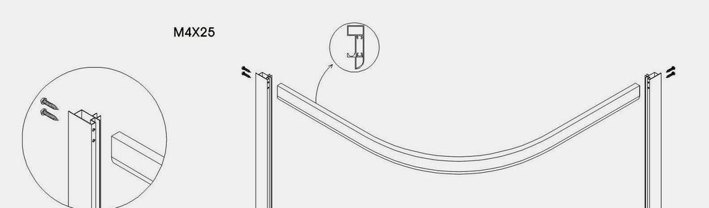 MONTERING RAMME FOR GLASSVEGG-/DØR MONTERING RAMME Topp-/bunnlist monteres sammen med sidelist, bruk 2stk