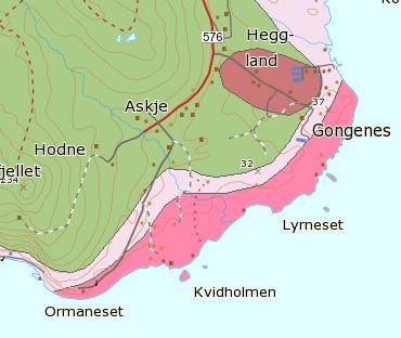 Bonitet på planområdet: Fylldyrka jord Innmarksbeite ca 36,2 daa ca 5,5 daa I følge NGUs karttjeneste