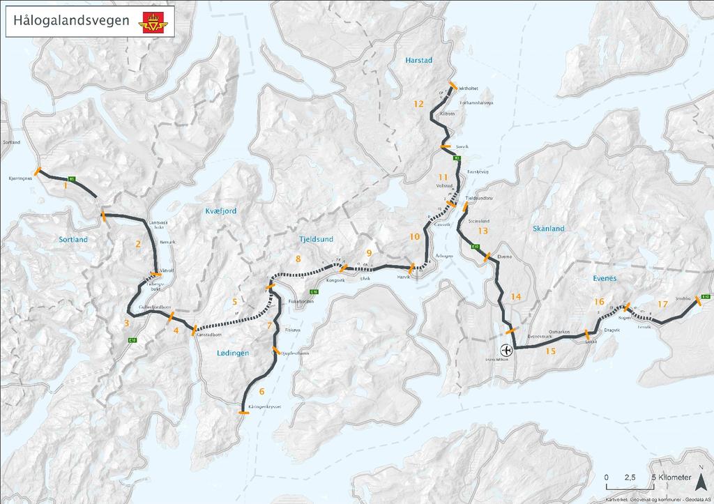1 Innledning Forslag til reguleringsplan for Hålogalandsvegen E10/rv.83/rv.85 ble sendt på høring og var lagt ut til offentlig ettersyn i perioden13.12.2016 10.02.2017.