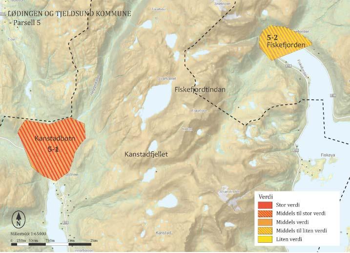 5.4 Landskapsbilde Her beskrives landskapsverdien for områdene for påhugg til tunell LP, Kanstadbotn og Fiskefjord.
