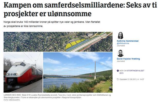 KAPITTEL 5: SAMFUNNSØKONOMISKE ANALYSER BEDRE BESLUTNINGSUNDERLAG Hva skjer med samferdselsbudsjettet?