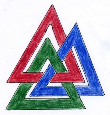 trekanter lukket i hverandre, en såkalt valknute. Valknute De olympiske ringer fra 1906 representerer fem kontinenter.