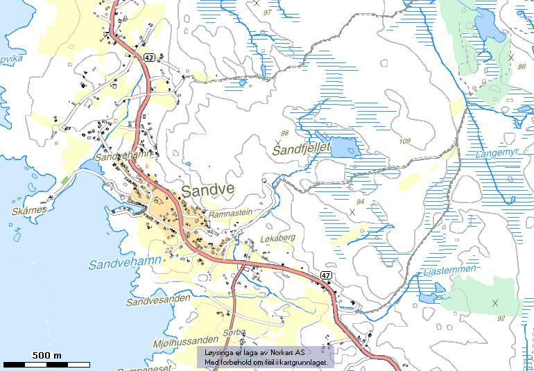 4. Lokalitet Sandve Beskrivelse av lokaliteten Lokaliteten ligger øst for Sandve på sør-vest siden av Karmøy. Den ligger på et høydedrag ca. 100 moh.