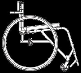 Anvisning av hvor karabinkroker og remmer skal festes på rullestolen: På våre barnerullestoler fins det fire klistremerker med symbol som vist på bilde 14.