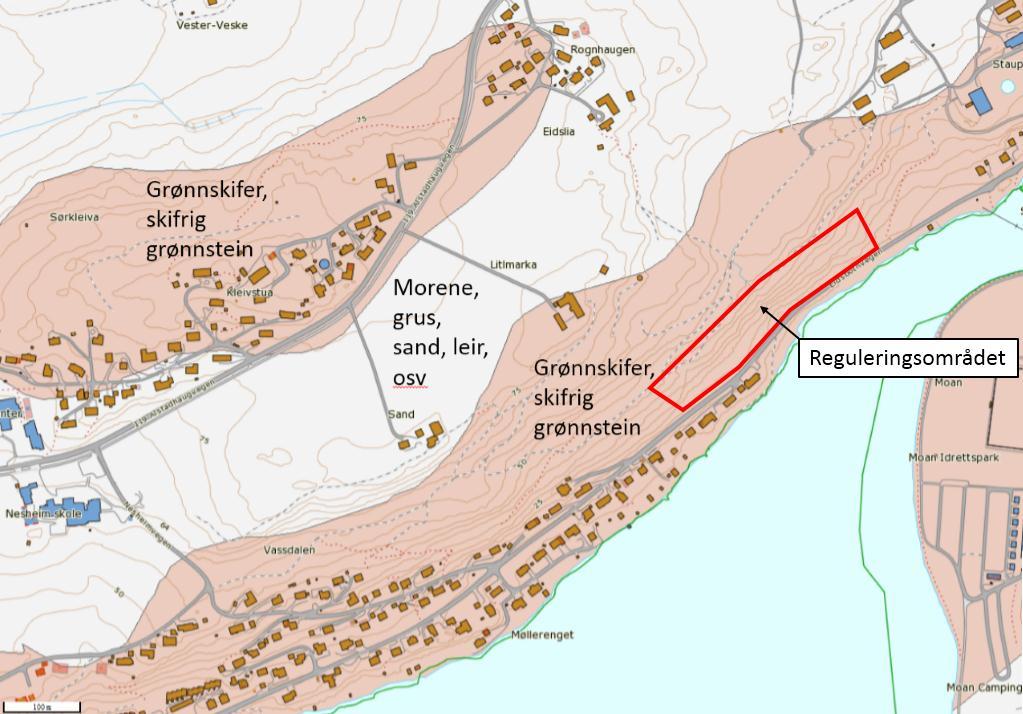 Vedlegg 3: Berggrunnsgeologisk kart (N50) fra Norges geologiske undersøkelse (NGU).