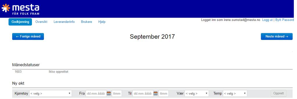 4 Kort oversikt over systemet For å registre og holde oversikt over aktivitetene/øktene dine har du tilgang til ulike skjermbilder: Godkjenning der registreres og behandles alle økter/aktiviteter og