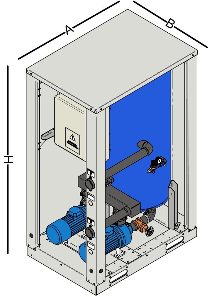2 ½ 500 6 45 1,7 12,5 35 260 P1 P5 25 2 ½ Se pumpekurver for å kunne ta ut rett pumpe, Kapasitet kw viser hva man kan få ut av unit ved 5 C ΔT og min/maks vannmengde. Vekt er for tom tank.