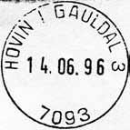 1970 HOVIN I GAULDAL Innsendt 7093 Registrert brukt fra 20-8-80 TK til 24-9-80 TK Stempel nr.