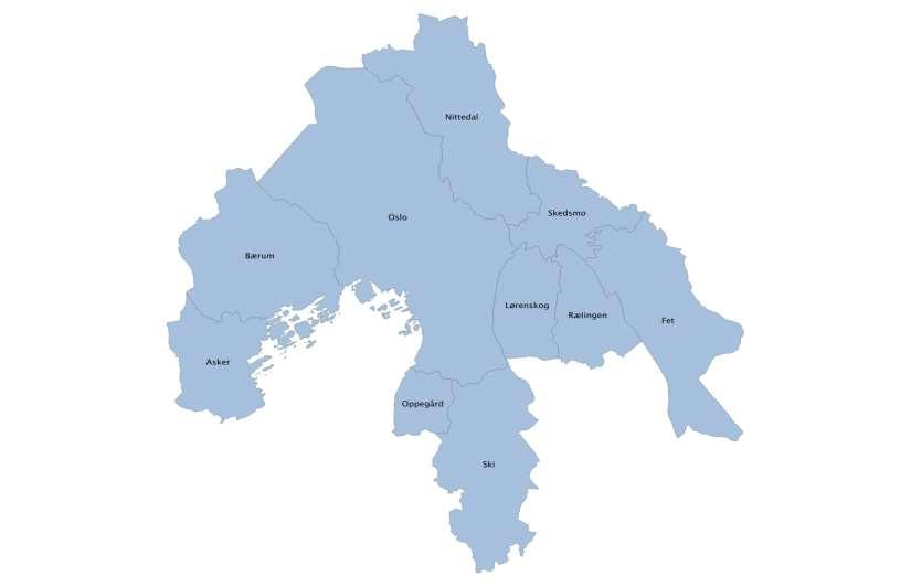 Vi studerer Oslo-regionen (10 kommuner): Innbyggere: 950,000 (2012).
