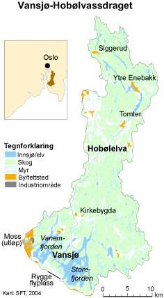 3. Vansjøs nedbørfelt Vansjø-Hobølvassdraget er et næringsrikt lavlandsvassdrag og størstedelen av nedbørfeltet ligger under den marine grense. Nedbørfeltet er på 690km 2 og jordbruk drives på ca.