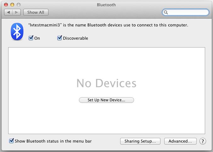 Preferences, og velg Bluetooth Velg Set Up New Device eller Add new Device Bluetooth Setup Assistant søker nå etter alle enheter som er tilgjengelige via
