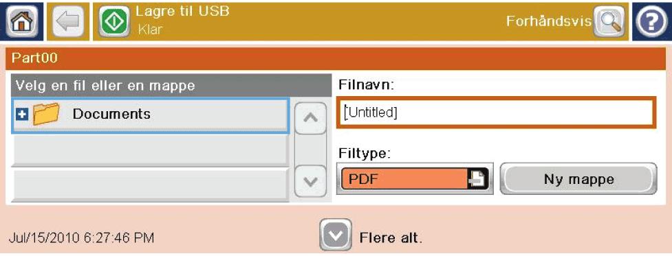 Send et skannet dokument til en USB-flash-stasjon Produktet kan skanne en fil og lagre den i en mappe eller på en USB-flash-stasjon.