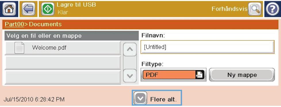 5. Hvis du vil konfigurere innstillinger for dokumentet, trykker du på Flere alternativerknappen. 6.