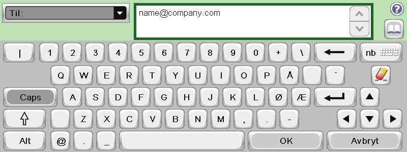 Sende et skannet dokument til én eller flere e- postadresser 1. Plasser dokumentet med forsiden ned på skannerglasset eller med forsiden opp i dokumentmateren. 2.