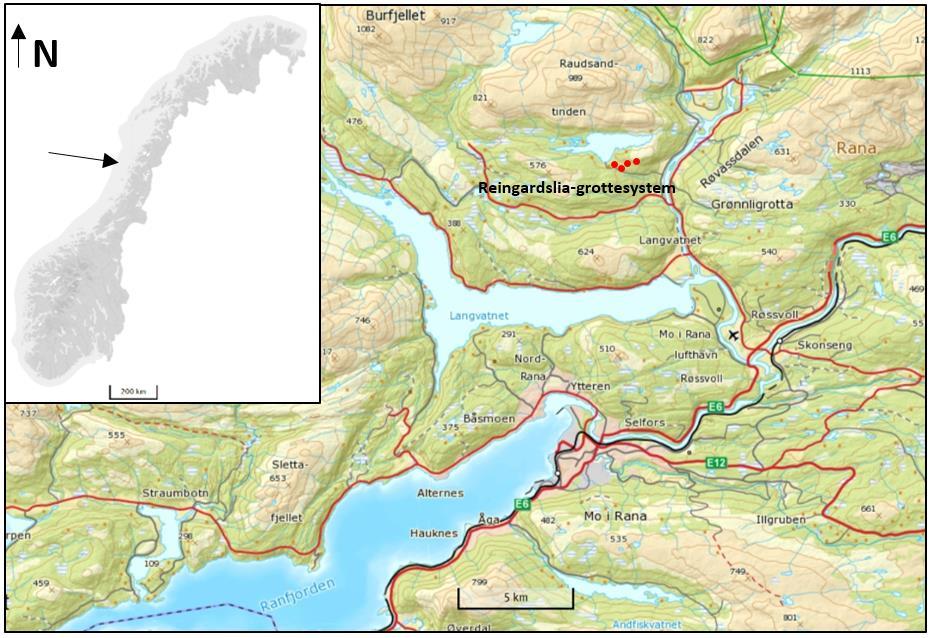 Kapittel 1 INNLEDNING 1.2 OMRÅDEBESKRIVELSE Feltområdet er lokalisert i det som blir sett på som Norges viktigste karstområde, Nordland og spesielt Rana kommune.